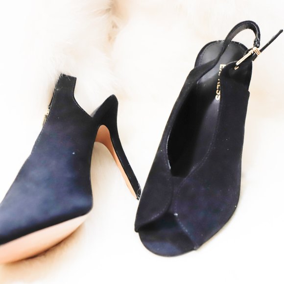 Express Faux Suede Open Toe Slingback Pumps - Picture 8 of 11
